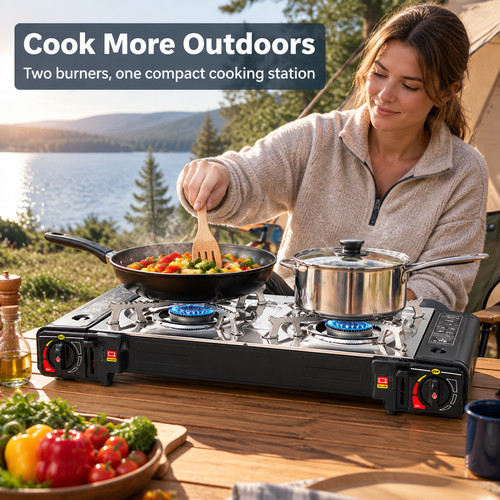 Portable double burner - burner, gas